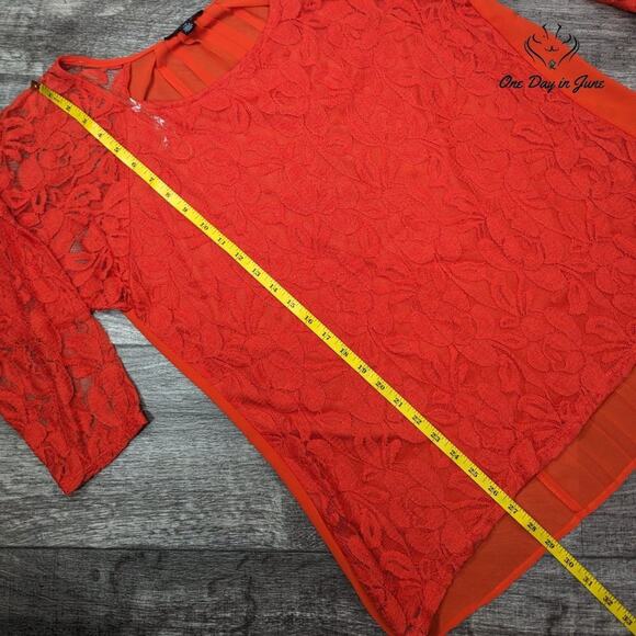 Signature Studio Floral Lace Layered Top Size L - Picture 4 of 5